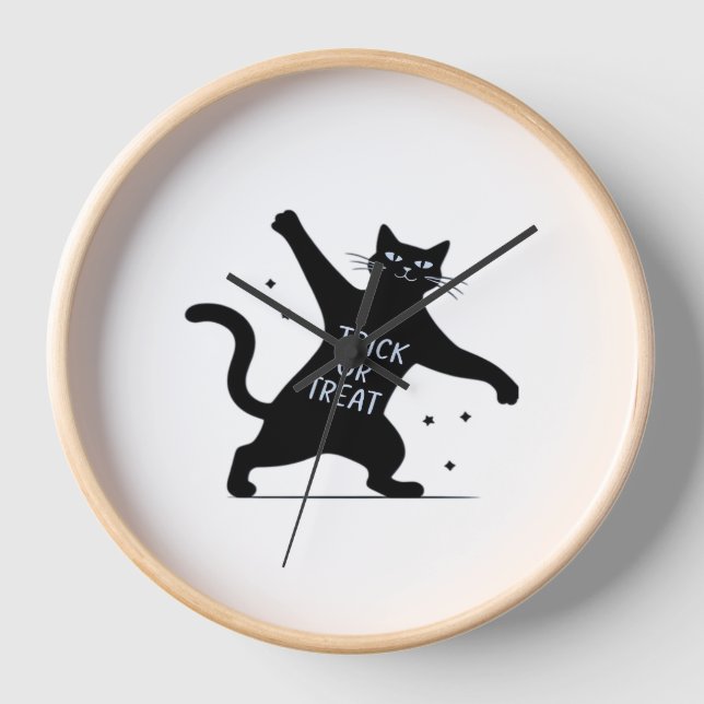The Dancing Black Cat's Spooktacular Trick-or-Trea Clock (Front)