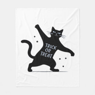 The Dancing Black Cat's Spooktacular Trick-or-Trea Fleece Blanket