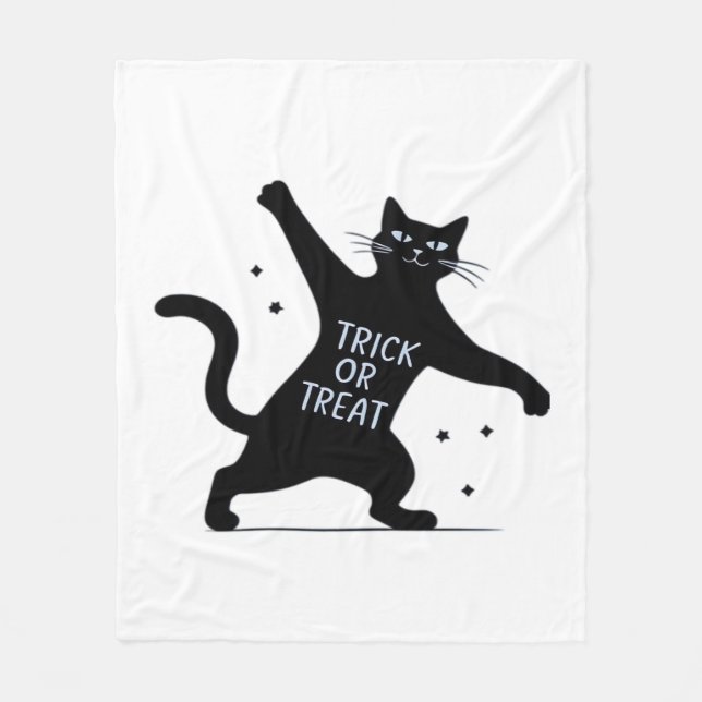 The Dancing Black Cat's Spooktacular Trick-or-Trea Fleece Blanket (Front)