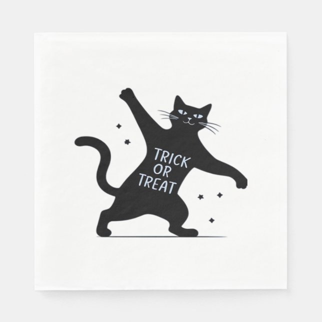 The Dancing Black Cat's Spooktacular Trick-or-Trea Napkin (Front)
