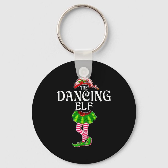 The Dancing Elf Christmas Matching Family Group  Key Ring (Front)