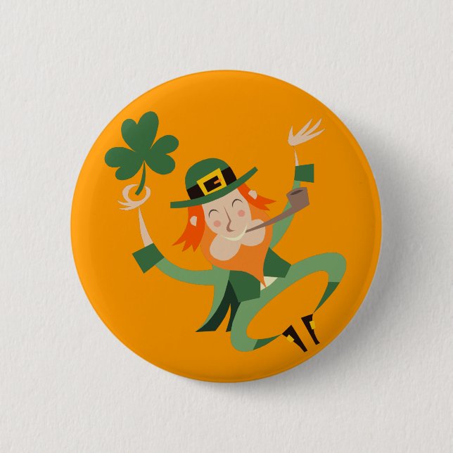 The Dancing Leprechaun 6 Cm Round Badge (Front)