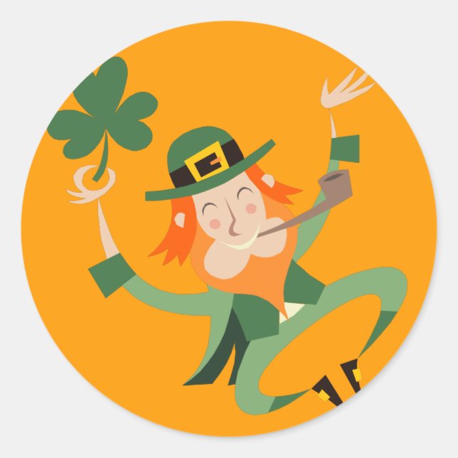 The Dancing Leprechaun Classic Round Sticker (Front)