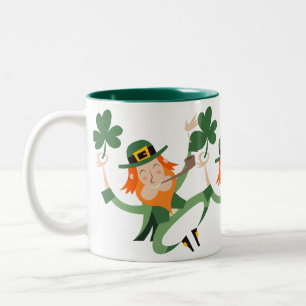 The Dancing Leprechaun Two-Tone Coffee Mug