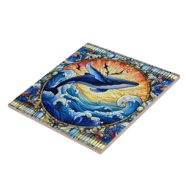 The Dancing Whale A Stained Glass Windows Graceful Tile (Side)