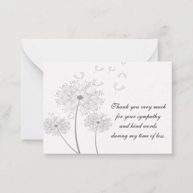 The Dandelion Flower After Funeral Thank You Cards (Front)
