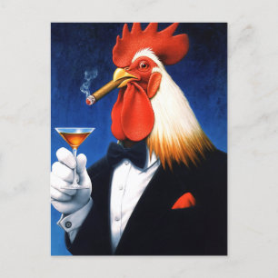 The Dapper Rooster Funny Gentleman's Club Holiday Postcard