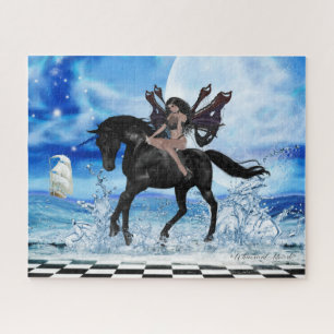 The Dark Angel and her Black Unicorn  Jigsaw Puzzle
