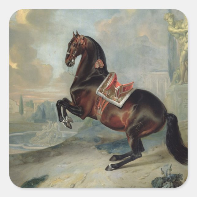The dark bay horse 'Valido' Square Sticker (Front)