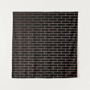 The dark black brick wall has a rough surface as a tapestry