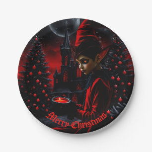 The dark christmas time. paper plate