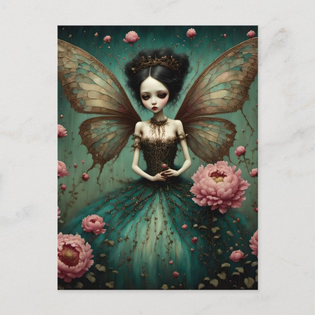 The Dark Fairy in Peony Garden Postcard (Front)