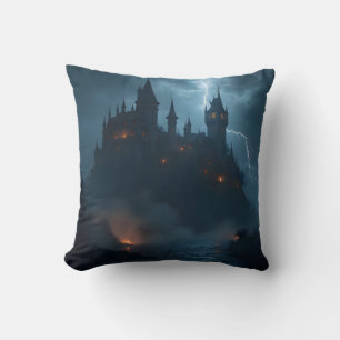 The Dark Hold – Gothic Fantasy Fortress Throw Cushion