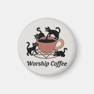 The Dark Lord Cats Worship Coffee, Worship Coffee Magnet