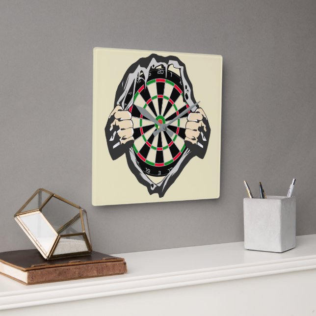 The dartboard on your chest! placemat square wall clock (Office)