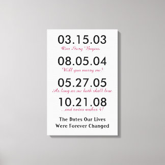 The Dates Our Life Forever Changed Canvas Print