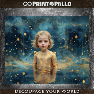 The daughter of the stars in a space background tissue paper