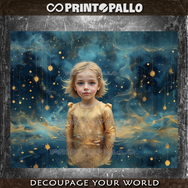 The daughter of the stars in a space background tissue paper (Creator Uploaded)