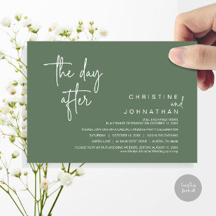The Day After, Post Wedding Elopement Party, Sage Invitation