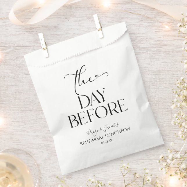 The Day Before Minimal Wedding Rehearsal Luncheon Favour Bags (Clipped)