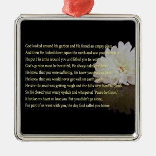 The day God called you home & White flower Square Metal Tree Decoration