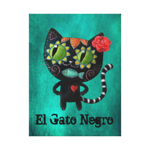 The Day of The Dead Black Cat Canvas Print