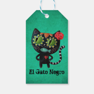 The Day of The Dead Black Cat Gift Tags
