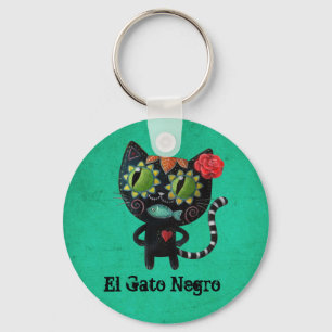 The Day of The Dead Black Cat Key Ring