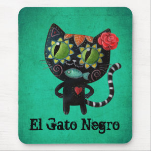 The Day of The Dead Black Cat Mouse Mat