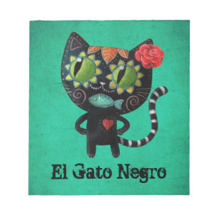 The Day of The Dead Black Cat Notepad