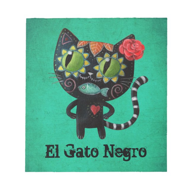 The Day of The Dead Black Cat Notepad (Front)