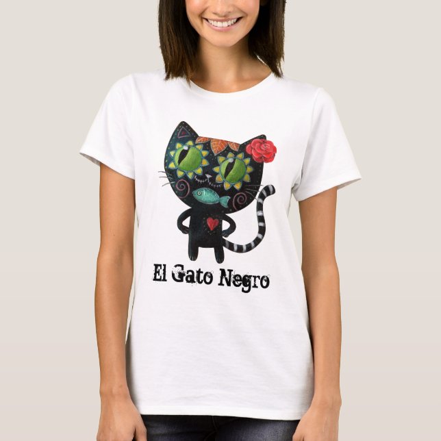 The Day of The Dead Black Cat T-Shirt (Front)