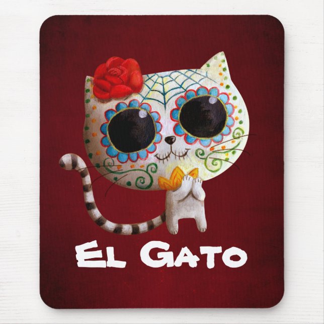 The Day of The Dead Cute Cat Mouse Mat (Front)