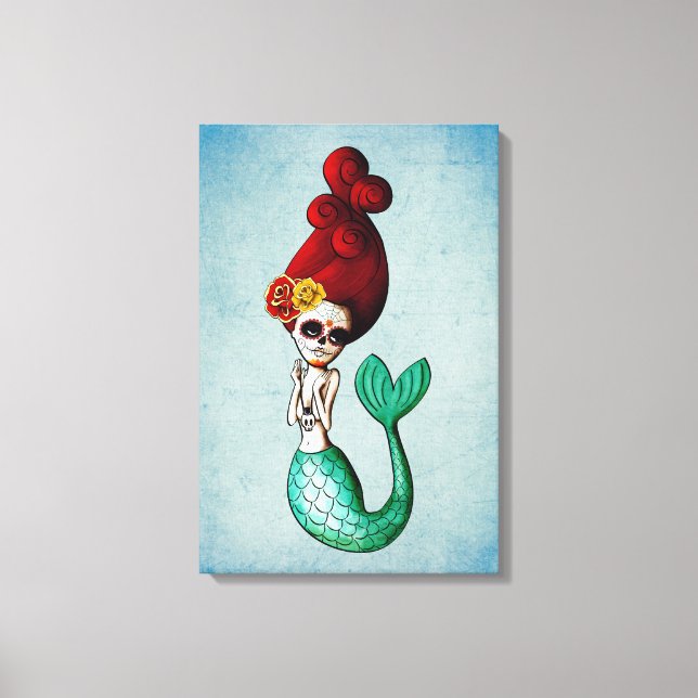 The Day of The Dead Lovely Mermaid Gal Canvas Print (Front)