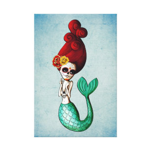The Day of The Dead Lovely Mermaid Gal Canvas Print