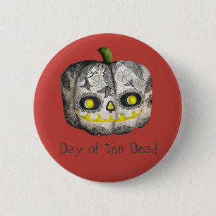 The Day of The Dead Pumpkin Sugar Skull 6 Cm Round Badge
