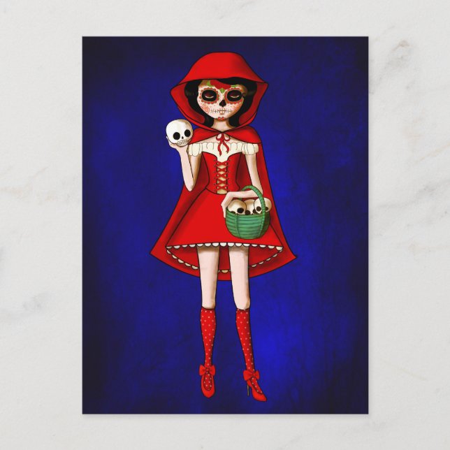 The Day of The Dead Red Riding Hood Postcard (Front)