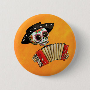 The Day of The Dead Skeleton El Mariachi 6 Cm Round Badge