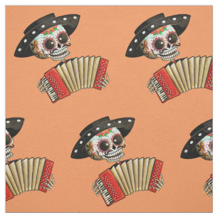 The Day of The Dead Skeleton El Mariachi Fabric