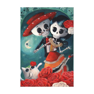 The Day of The Dead Skeleton Lovers Canvas Print