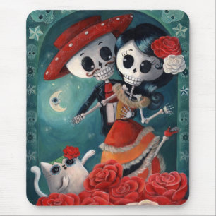 The Day of The Dead Skeleton Lovers Mouse Mat