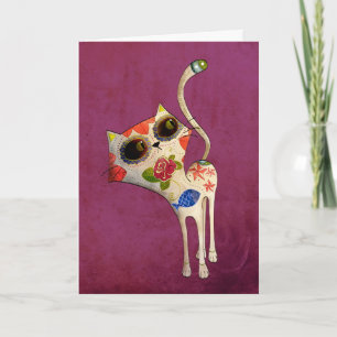 The Day of The Dead White Cute Cat Card