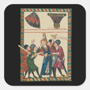 The Death Of Reinmar von Brennenberg Mediaeval Art Square Sticker