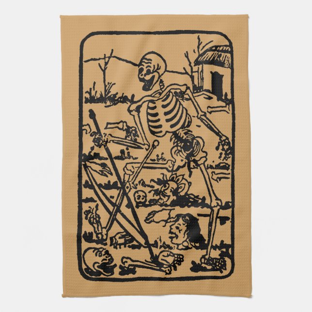 The Death - Old Indian / Asian Tarot Card Tea Towel (Vertical)