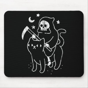 The Death Riding A Cat Funny Halloween Costume Par Mouse Mat