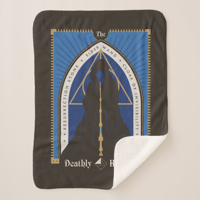 The Deathly Hallows Cloak, Wand, & Stone Sherpa Blanket (Front)