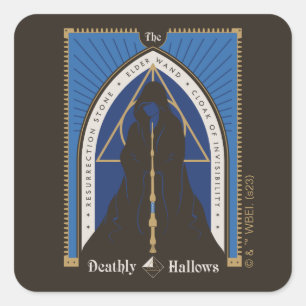 The Deathly Hallows Cloak, Wand, & Stone Square Sticker