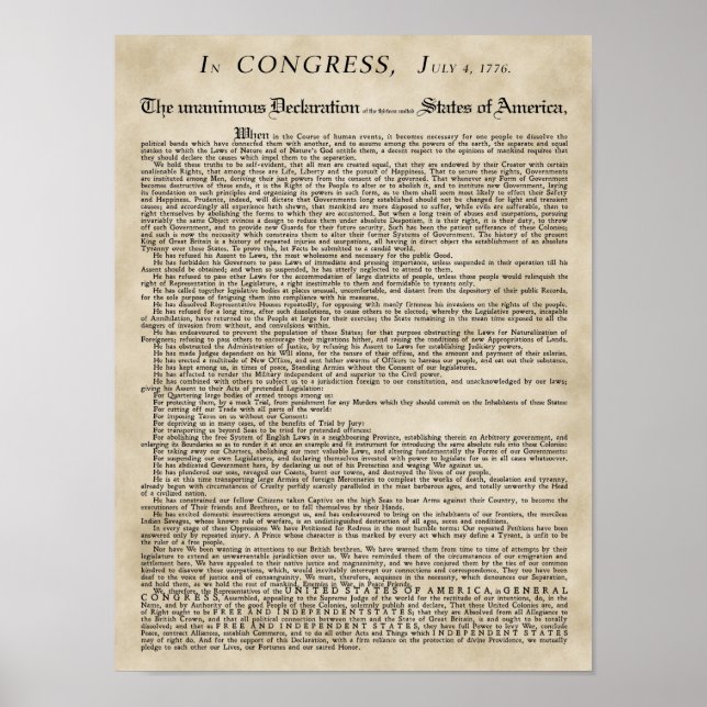 The Declaration of Independence Poster (Front)