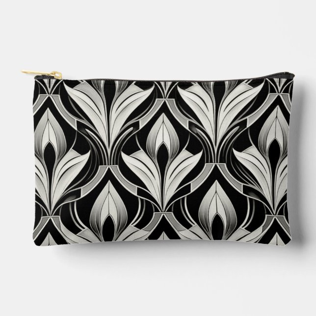 The Decorative Black & white Accessory Pouch (Front)