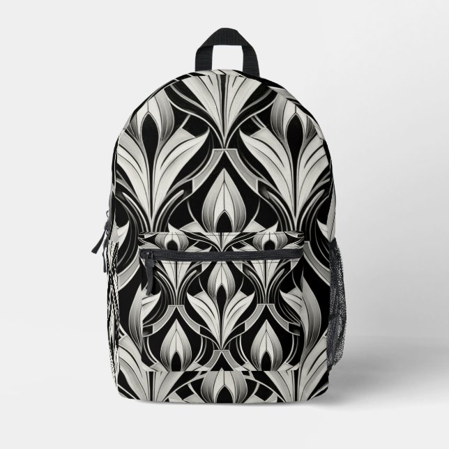 The Decorative Black & white Printed Backpack (Front)
